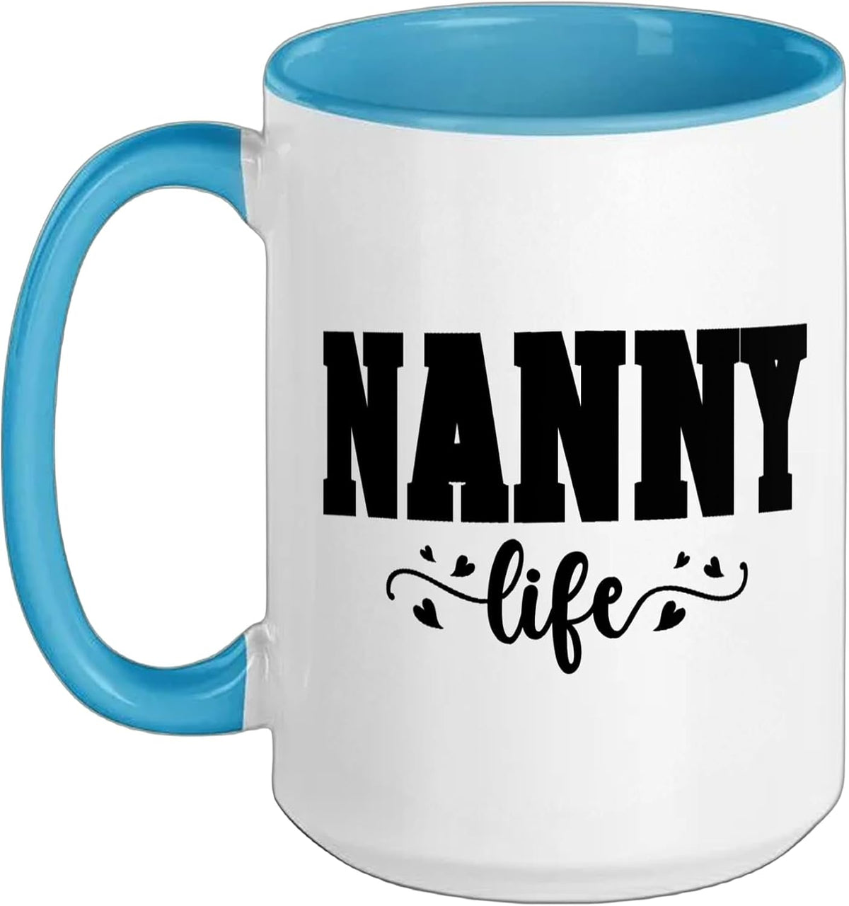 Nanny Life Bold Lettering Hearts Ceramic Mug