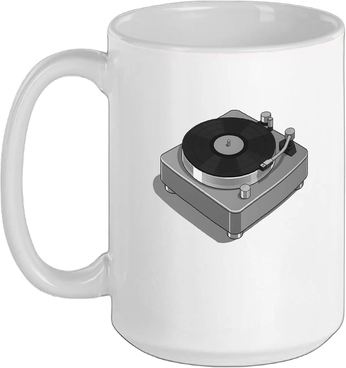 Vinyl Record Player Graphic Design In Gray Color Ceramic Mug