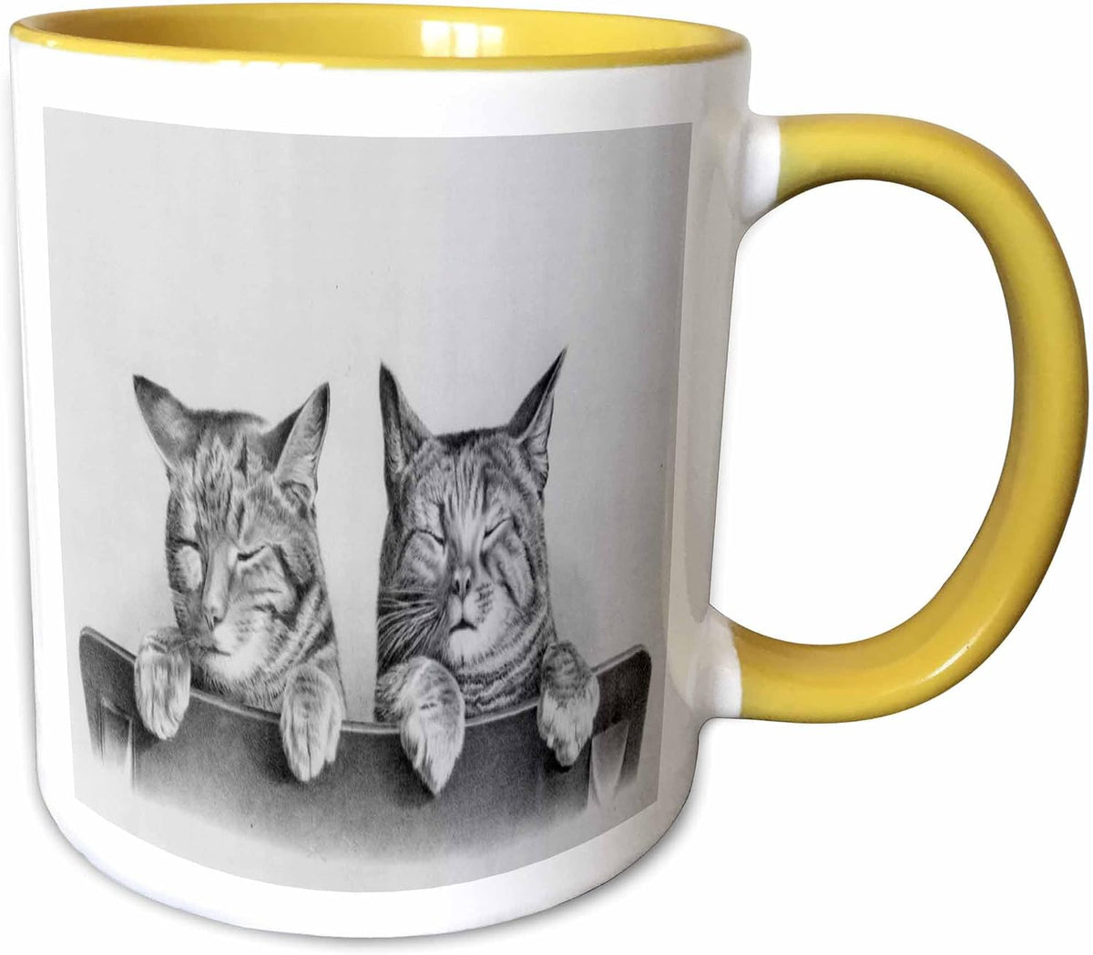 Two Kittens Tabby Cat Illustration Ceramic Mug