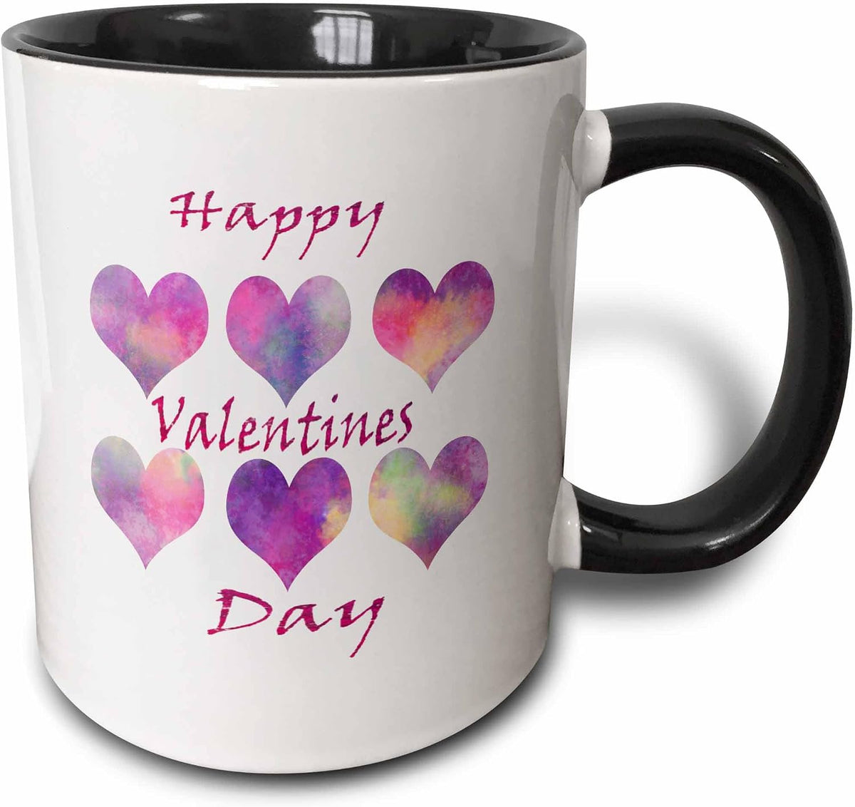 Image Of Watercolor Hearts Matching Colors Say Happy Ceramic Mug