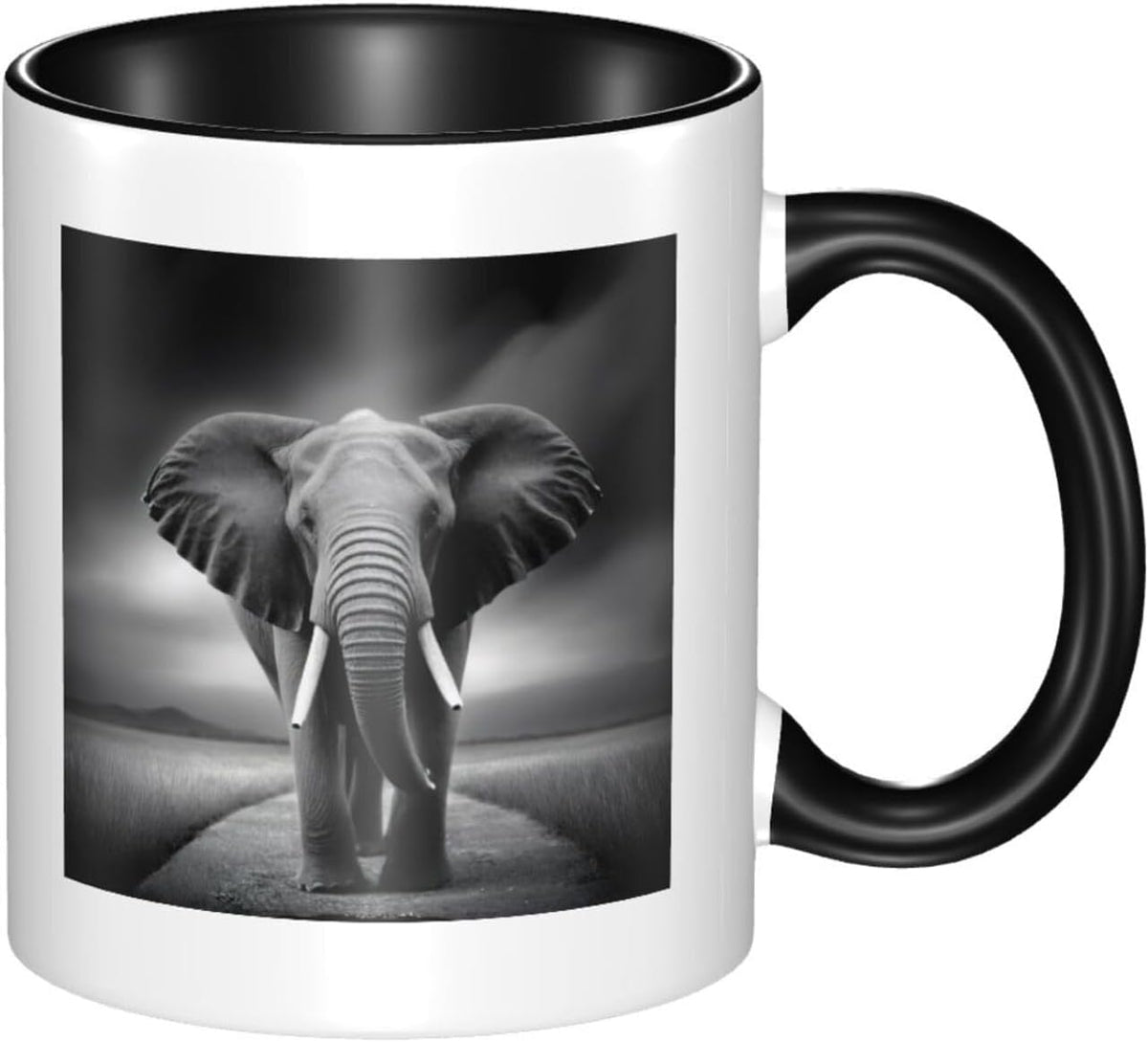Stylish Elephants Art Printed, Colorful Inside Coffee Ceramic Mug