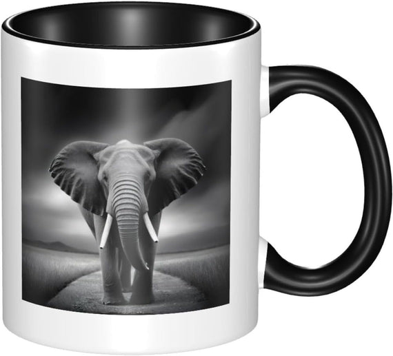 Stylish Elephants Art Printed, Colorful Inside Coffee Ceramic Mug