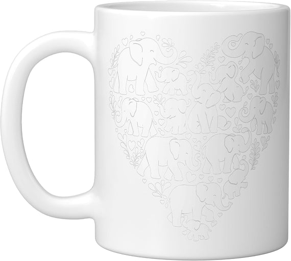 Elephant Lover Heart Elephants Ceramic Mug