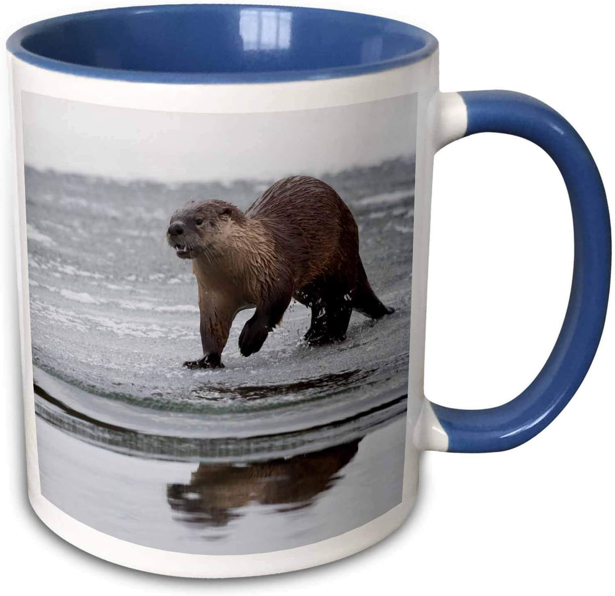 River Otter Preparing To Dive Into River Ceramic Mug