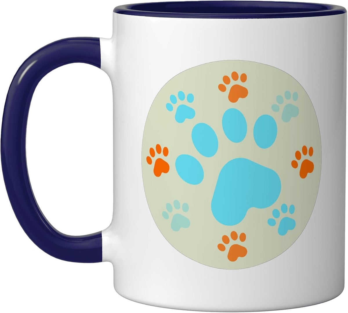 Love Dogs Cute Blue And Orange Beach Combo Paw Print Ceramic Mug