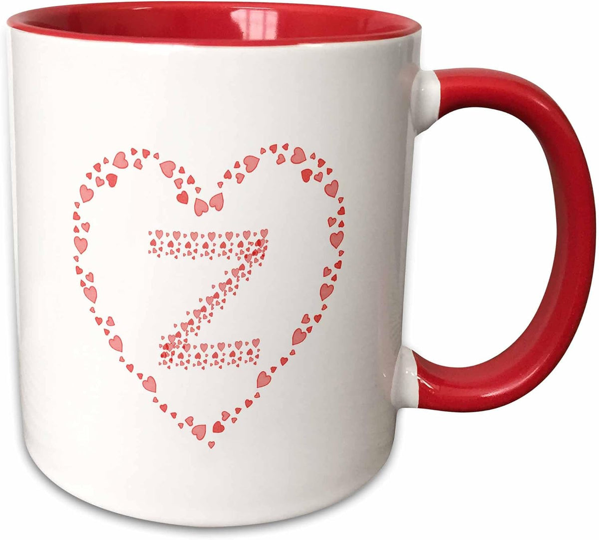 Pink Hearts Valentine Day Elegant Initial Z Ceramic Mug