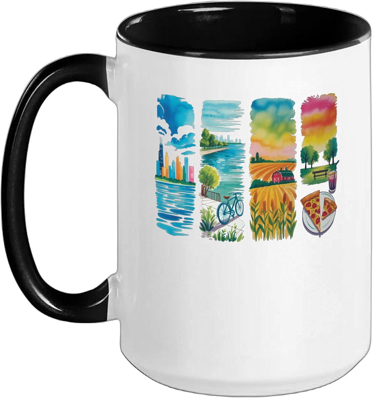 Watercolor City Country Food Park Art Ceramic Mug