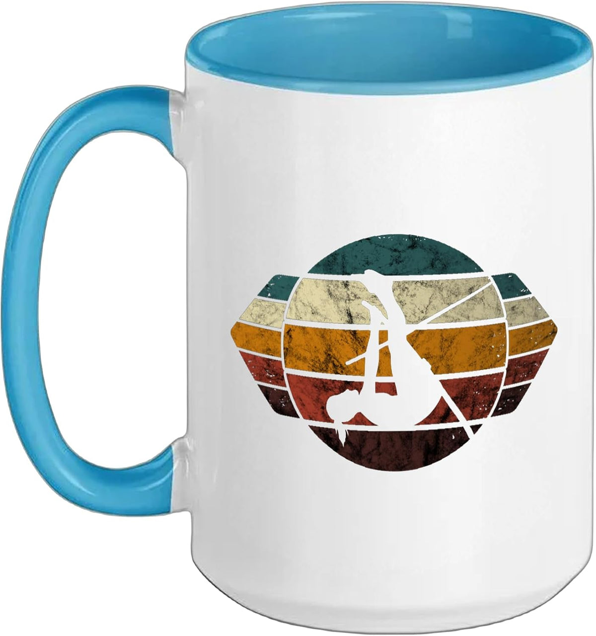 Retro Sunset Pole Vaulter Silhouette Athletic Art Ceramic Mug