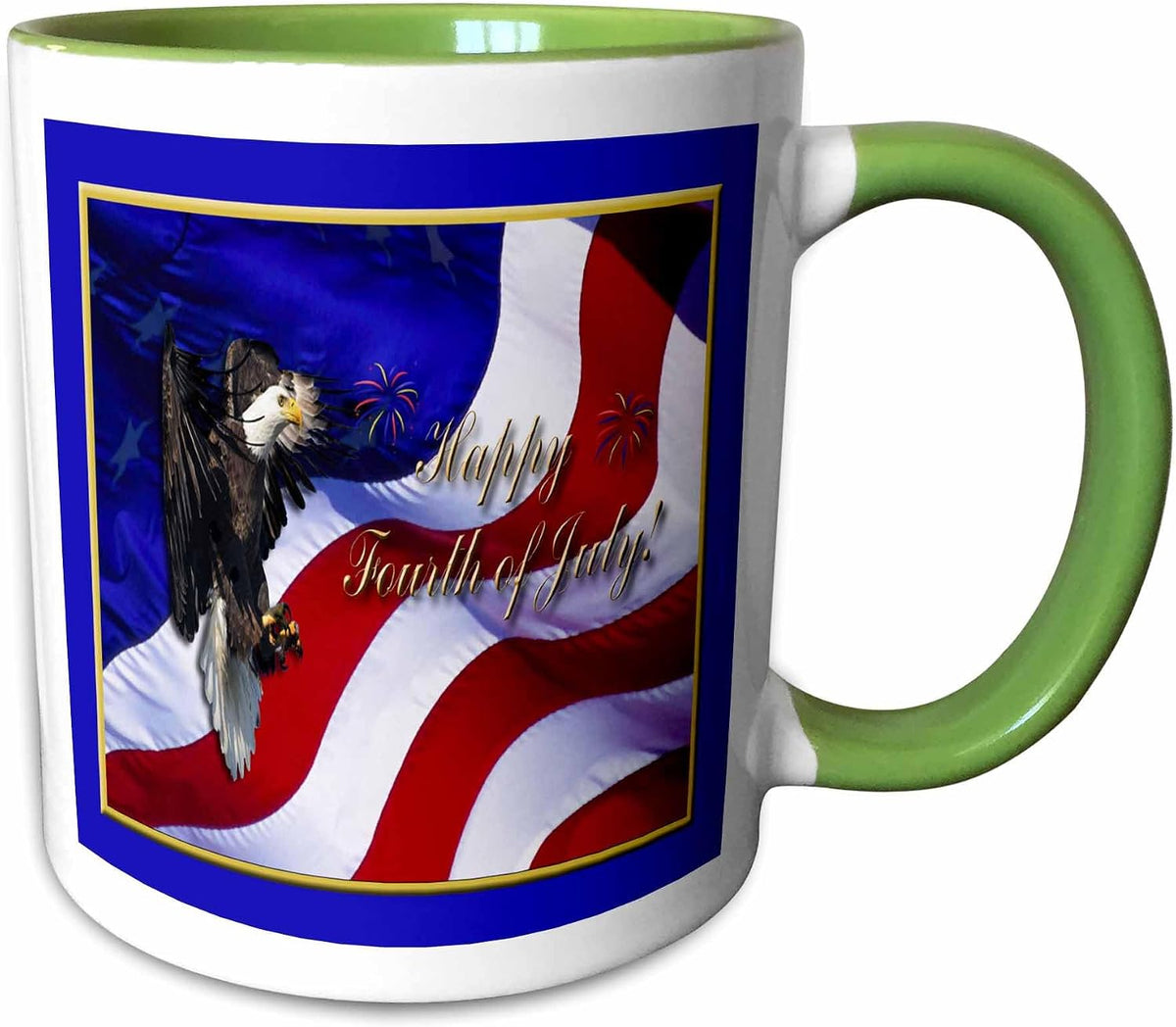 Fourth Of July Bald Eagle With American Flag Ceramic Mug