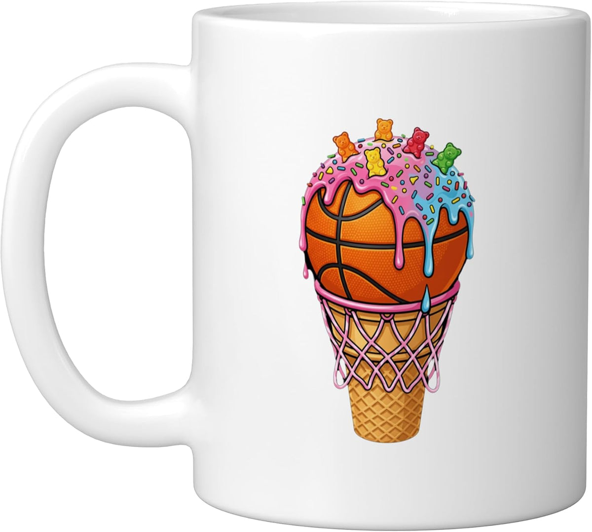 Basketball Drip Ice Cream Sprinkles Dripping Basketball Ceramic Mug