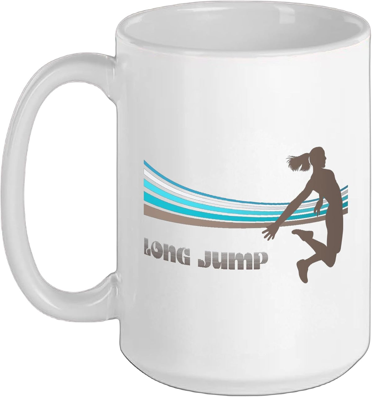 Retro Colors Long Jump - Fun Track And Field Ceramic Mug