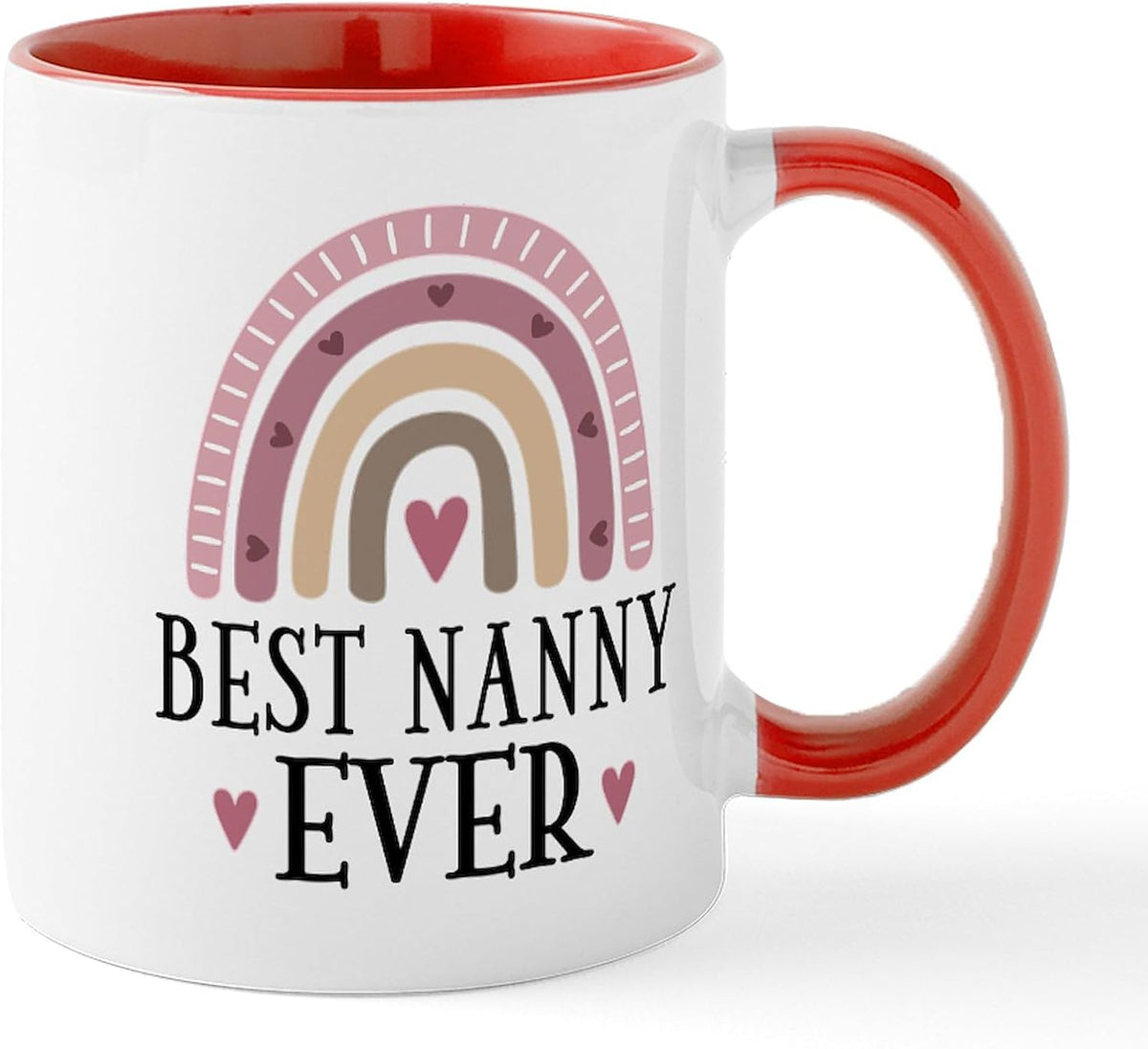Best Nanny Ever Rainbow Heart Gift Ceramic Mug