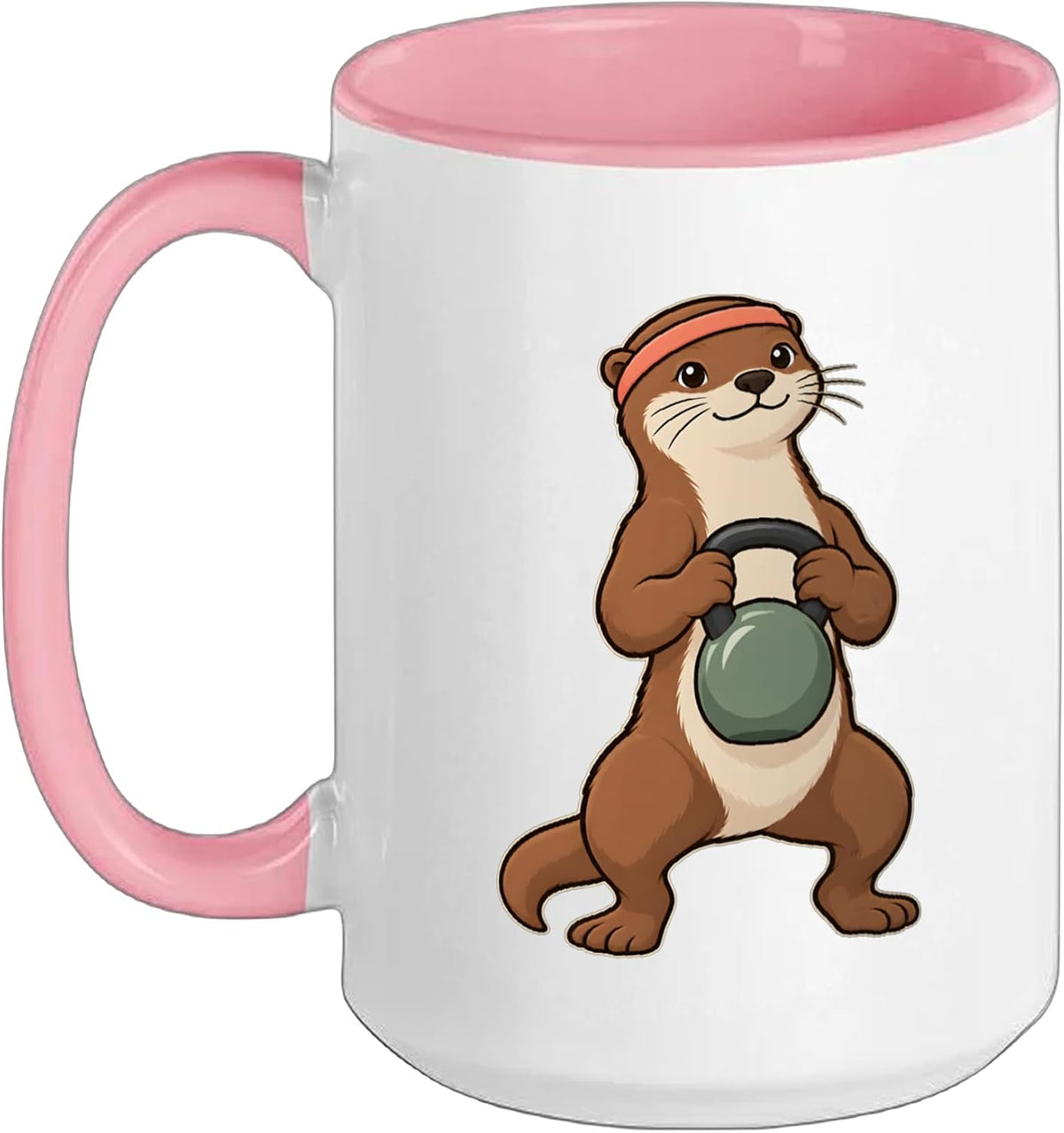 Cute Otter With Kettlebell Gym Workout Strength Training Ceramic Mug