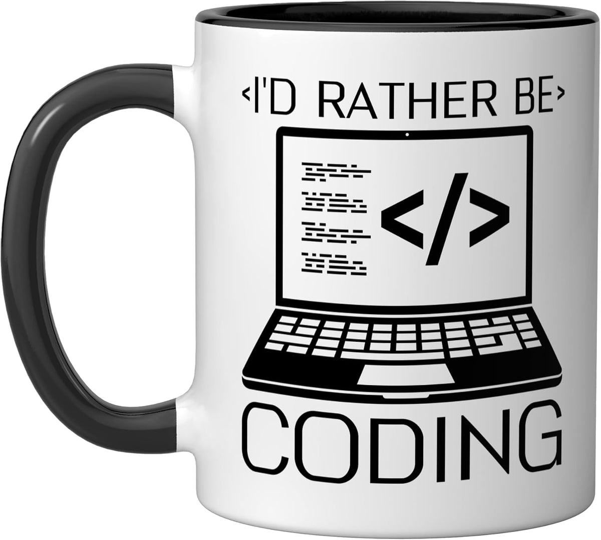 Programmer Coder I'd Rather Be Coding Ceramic Mug