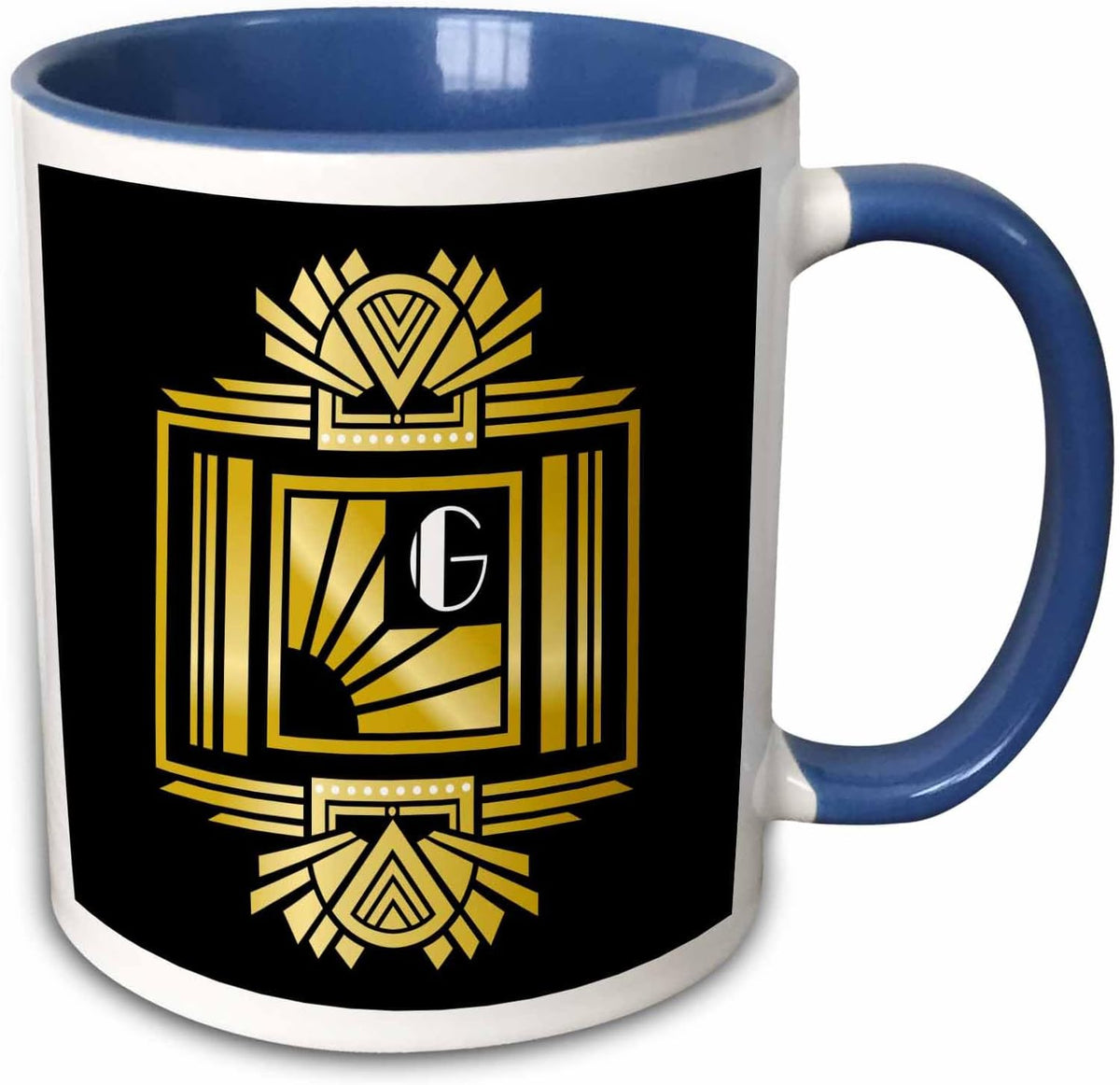 Art Deco Monogram - Gold Effect Letter G Ceramic Mug