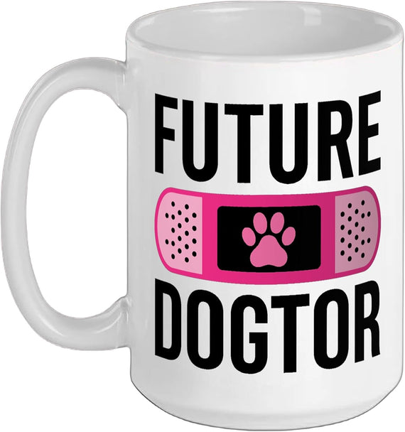 Future Dogtor Pink Bandage Paw Aspiring Funny Veterinarian Ceramic Mug