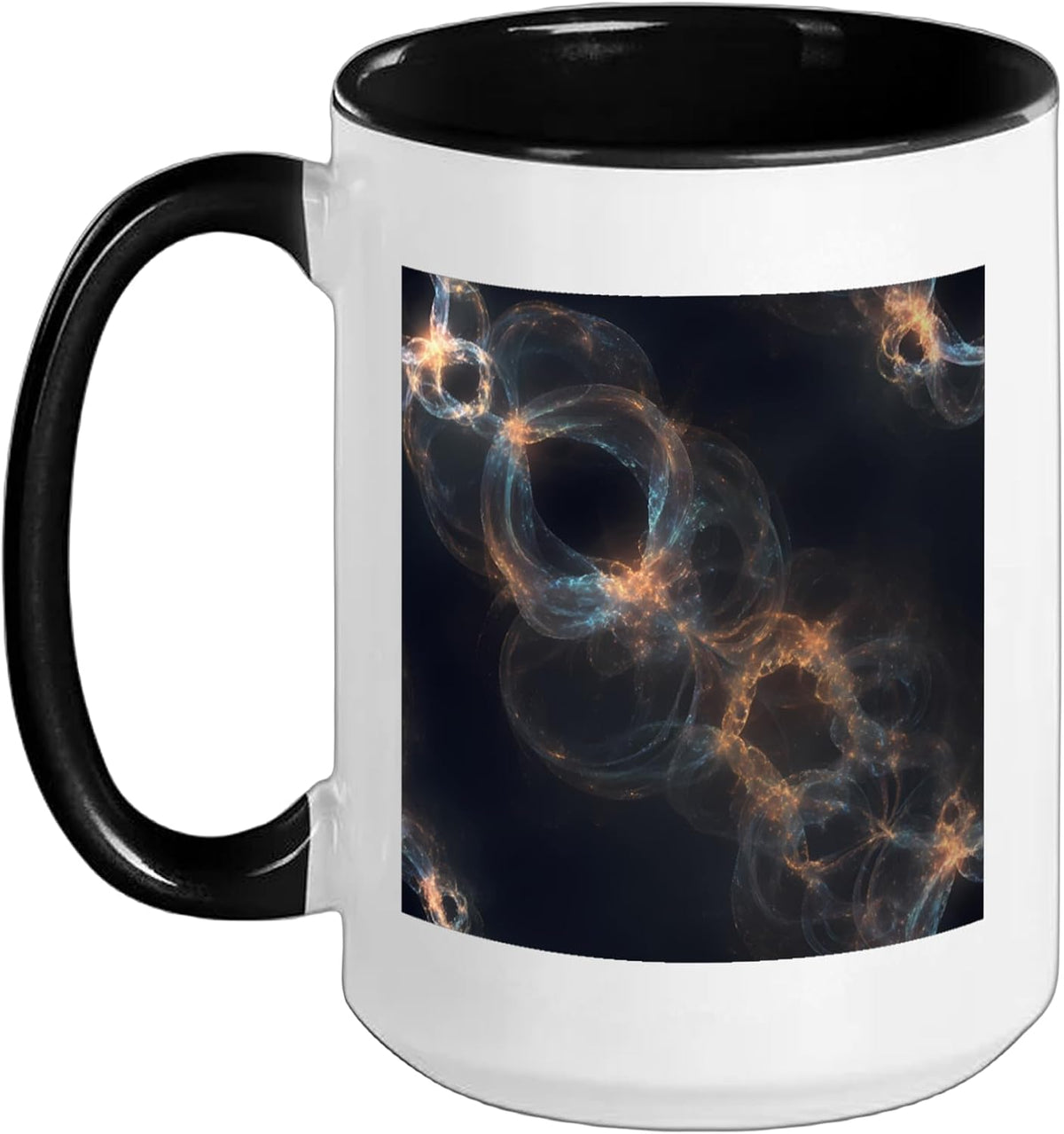 Cosmic Abstract Swirling Light Rings Space Nebula Art Ceramic Mug
