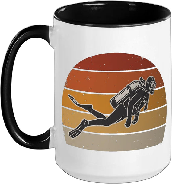Scuba Diving Diver Retro Sunset Vintage Ocean Deep Sea Ceramic Mug