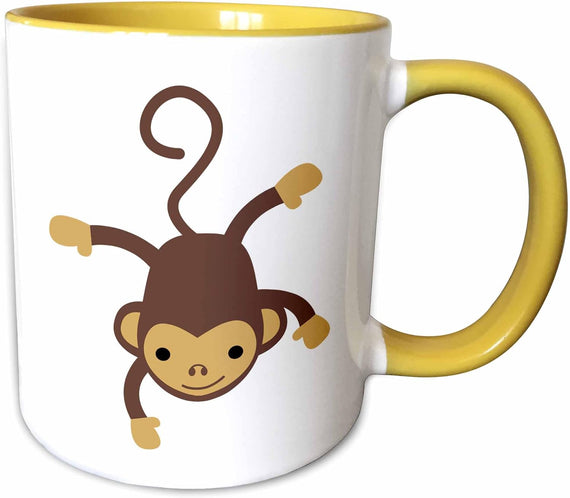 Cute Brown Monkey Illustration Ceramic Mug