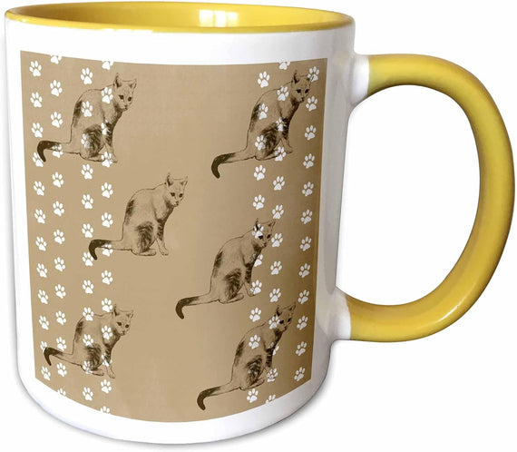 Cats And Paw Prints Ceramic Mug