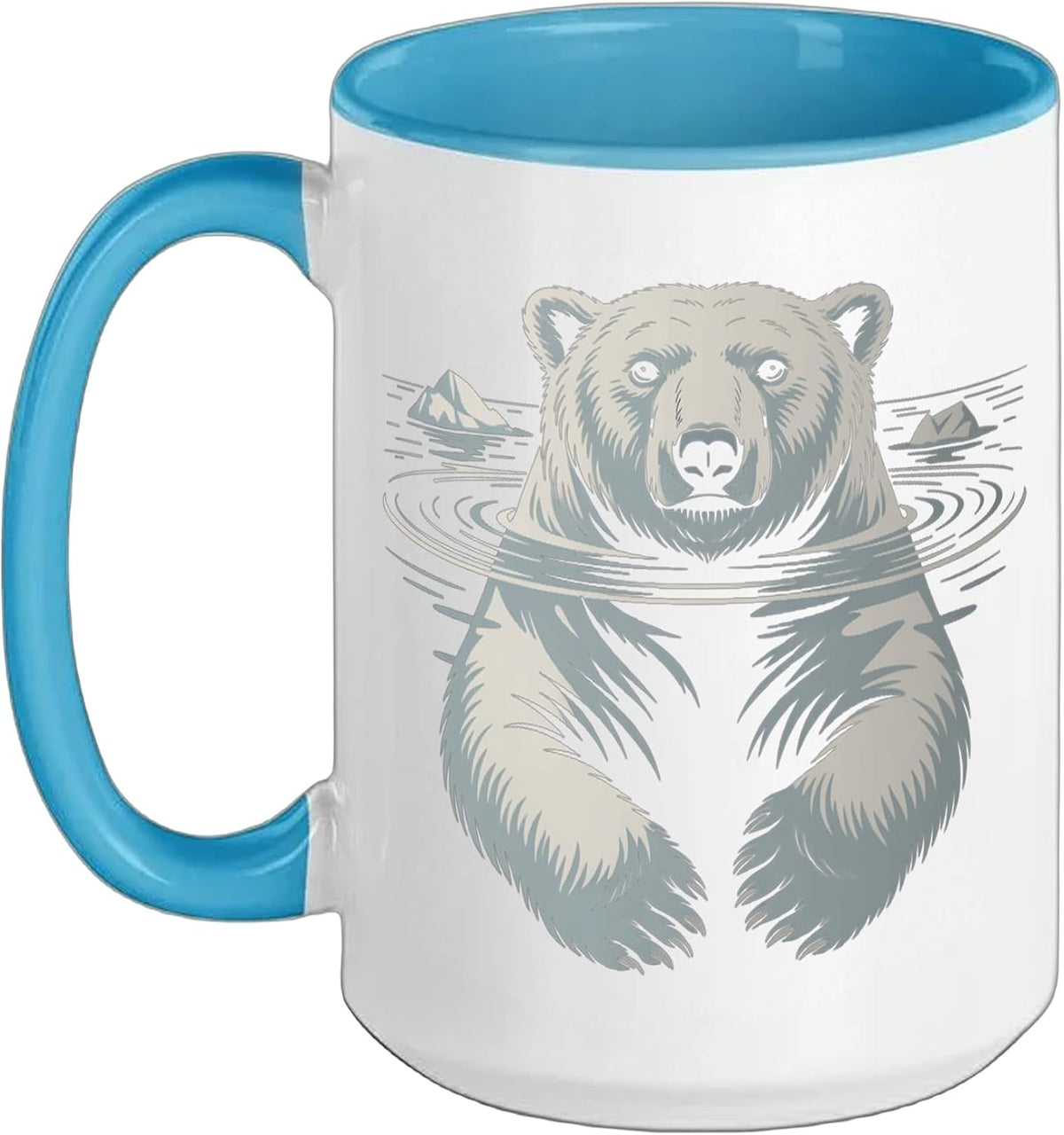 Polar Bear Swimming Ocean Scene Ceramic Mug