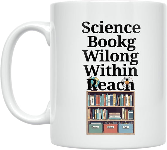 Science Bookg Wilong Within Reach Bookshelf Ceramic Mug