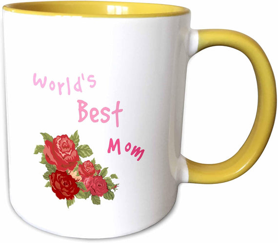 World's Best Mom With Roses Floral Ceramic Mug