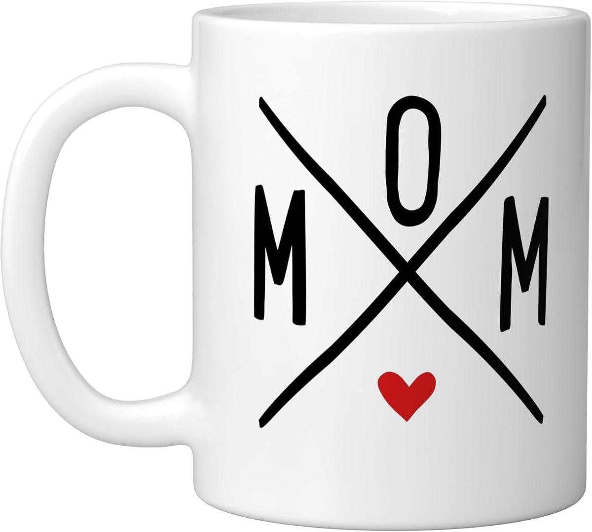Mom Crossed Letters With Red Heart Ceramic Mug