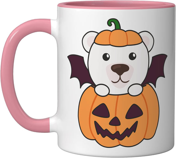 Polar Bear Halloween Pumpkin Bat Polar Bear Halloween Ceramic Mug