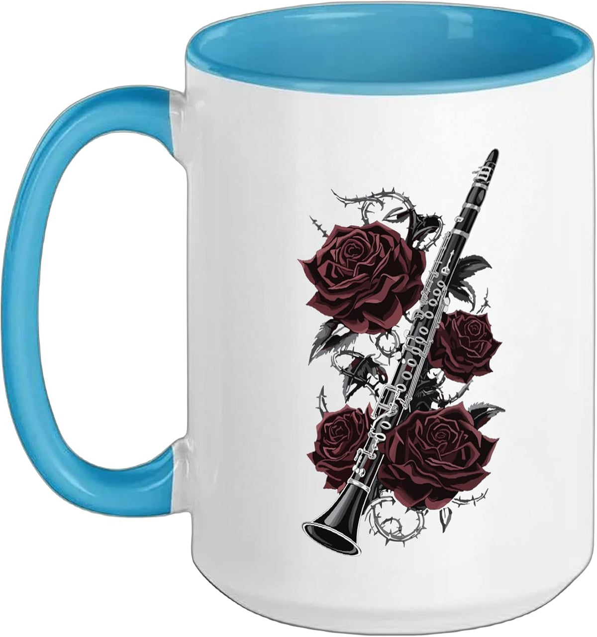 Clarinet With Red Roses Classical Orchestra Clarinetist Ceramic Mug