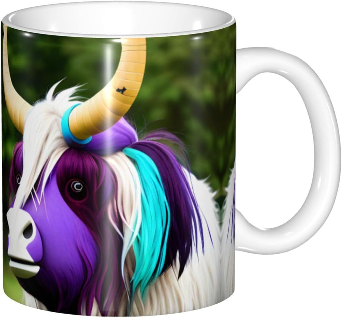 Colorful Cow's Head Mugs. Gift Box Set Full Wrap Print Ceramic Mug