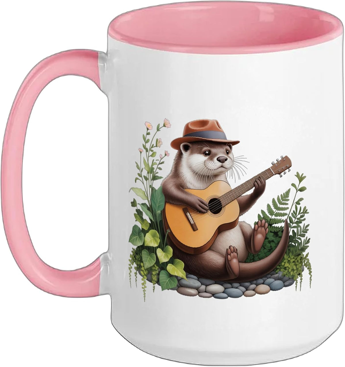 Otter Playing Guitar With Hat Funny Music Ceramic Mug