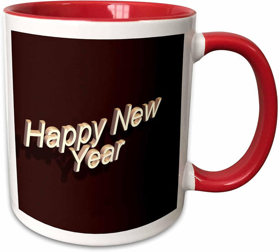 3D Gold Letters Happy New Year Celebration Ceramic Mug