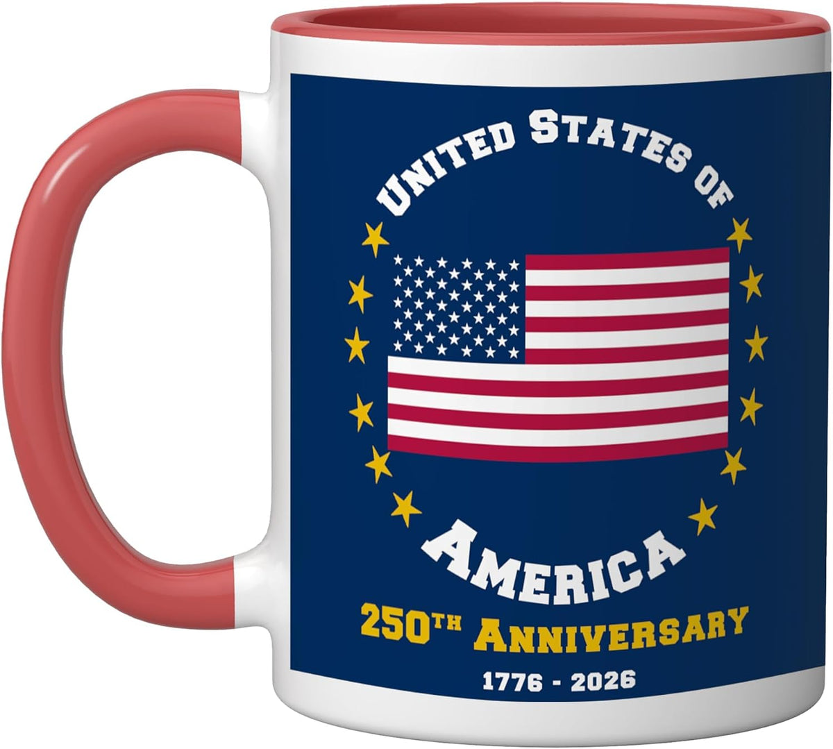 250th Anniversary Usa 1776-2026 American Flag Patriotic Ceramic Mug