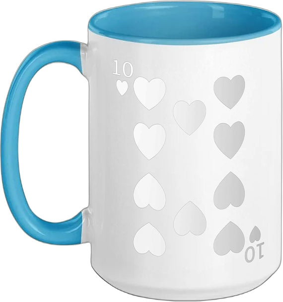 Ten (10) Of Hearts Poker Card Playing Card Blackjack Card Ceramic Mug