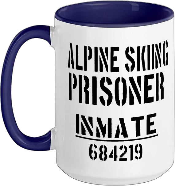 Alpine Skiing Prisoner Halloween Costume Inmate Skier Dark Ceramic Mug
