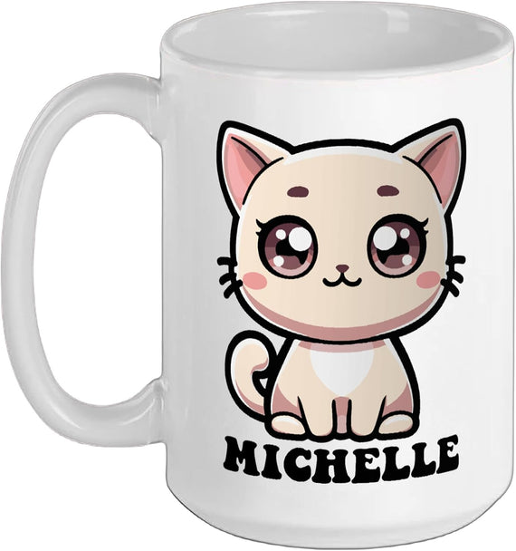Michelle Cute Kitty Cat Design For Girls Name Michelle Ceramic Mug