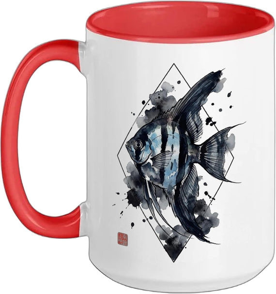Angelfish Gyotaku Fish Art Mug