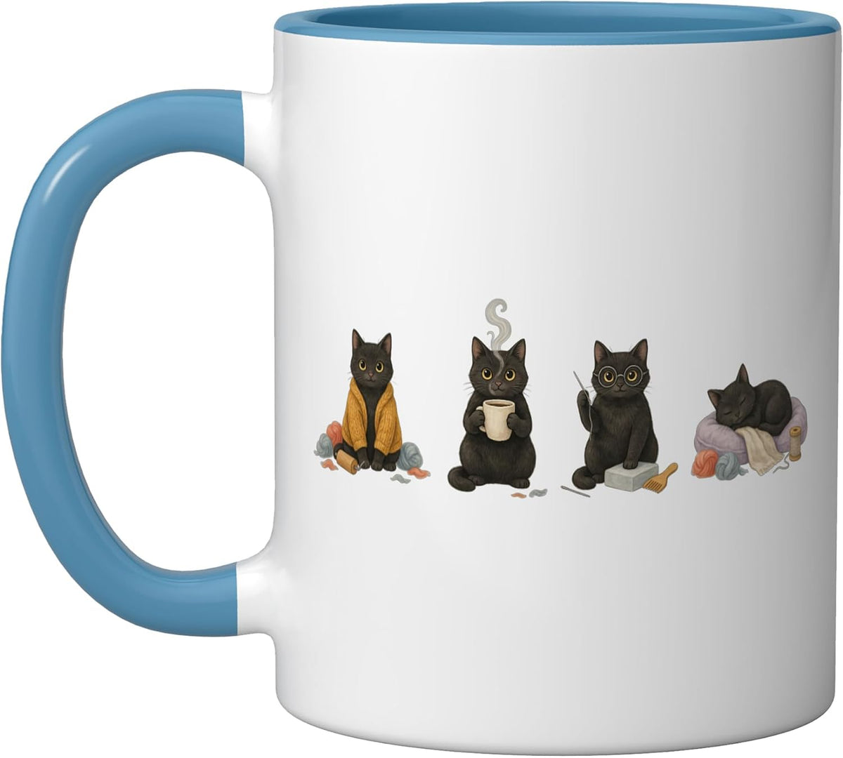 Black Cats Felting Cute Kittens Feltmaker Craft Ceramic Mug