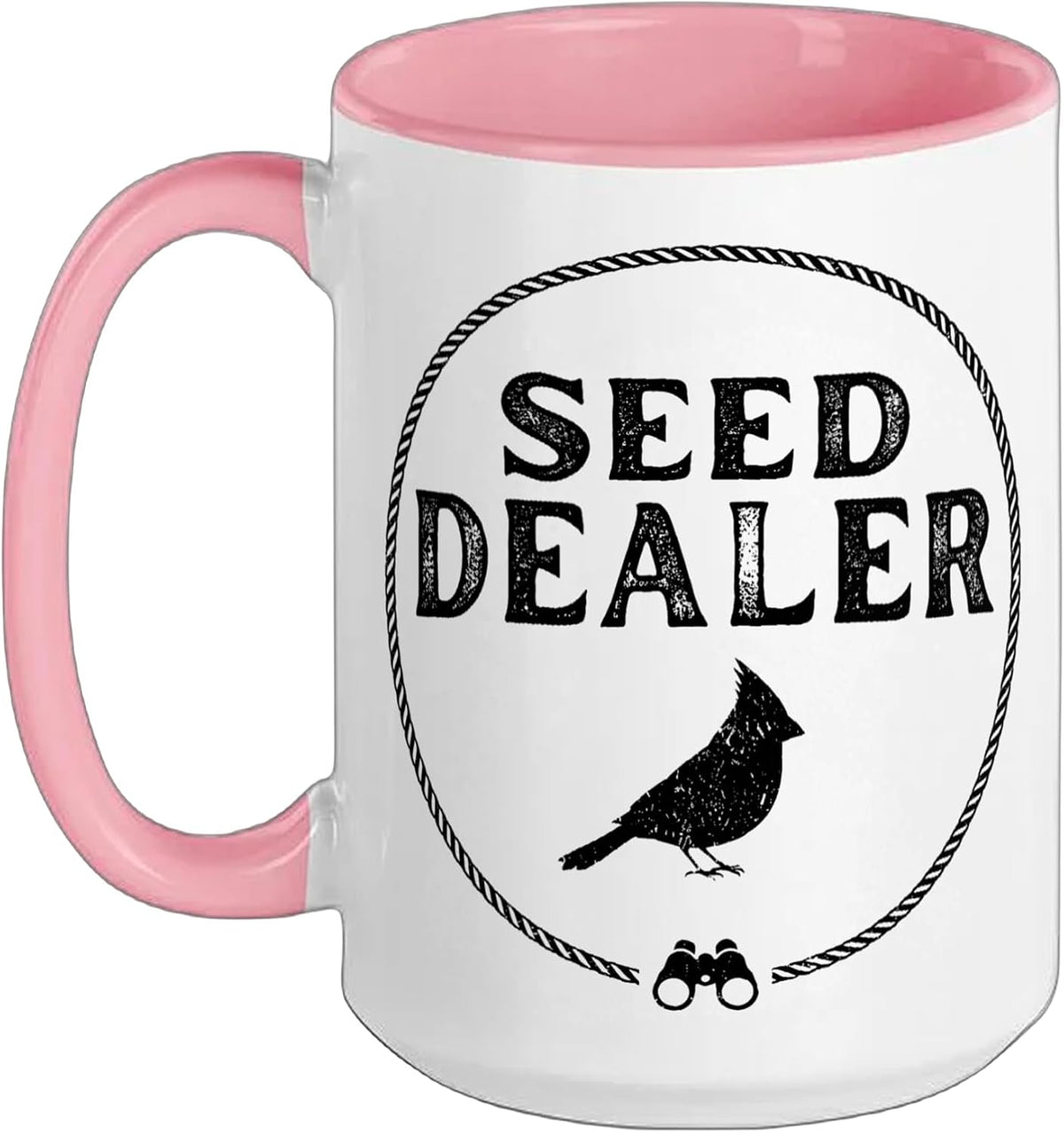 Seed Dealer Vintage Cardinal Birdwatching Binoculars Ceramic Mug
