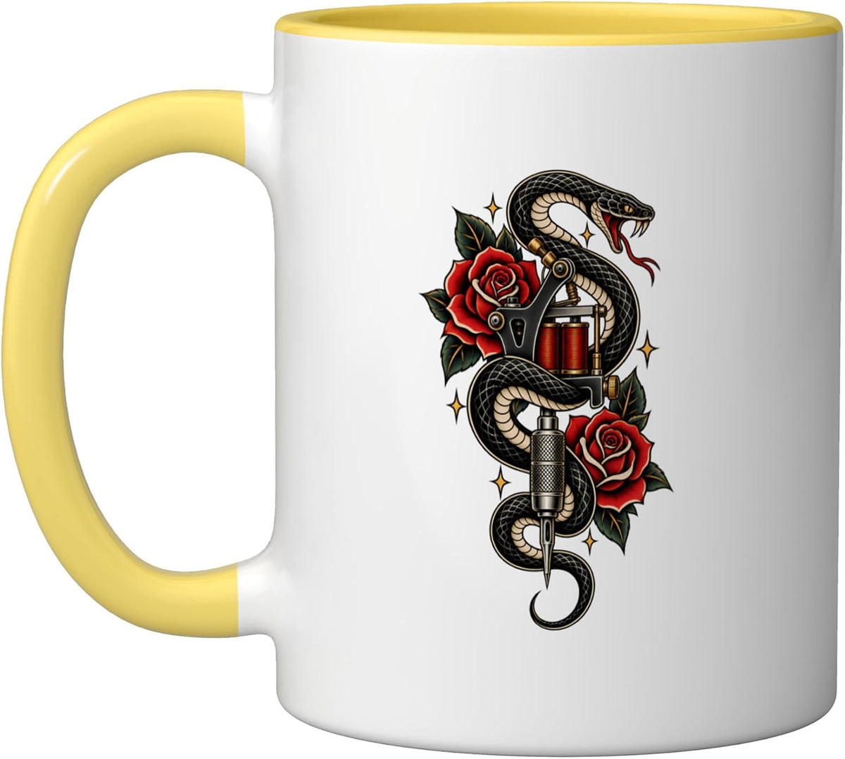 Snake Rose Tattoo Machine Traditional Ink Artist Ceramic Mug