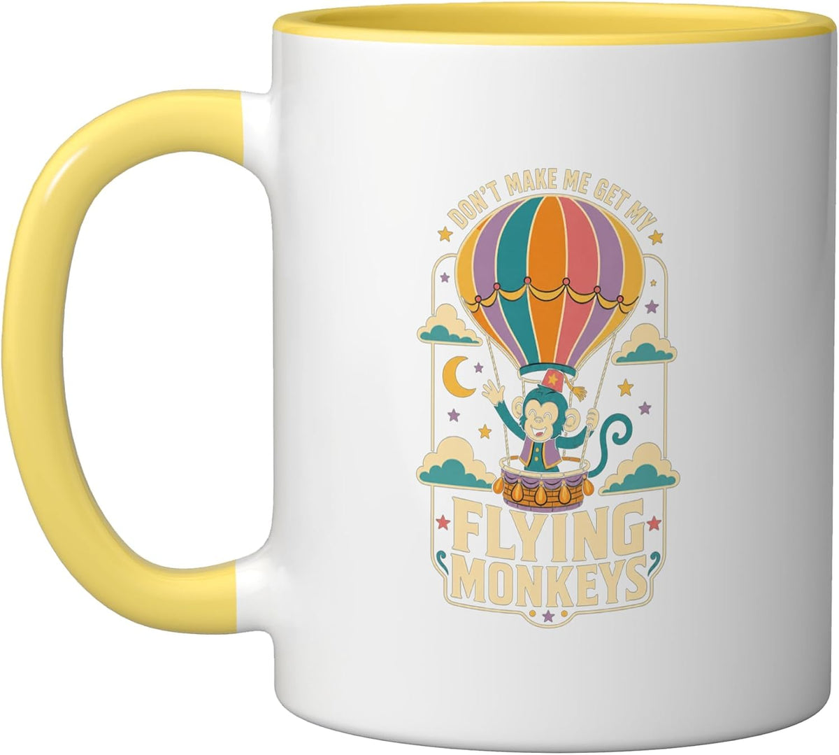 Flying Monkey Hot Air Balloon Whimsical Ceramic Mug