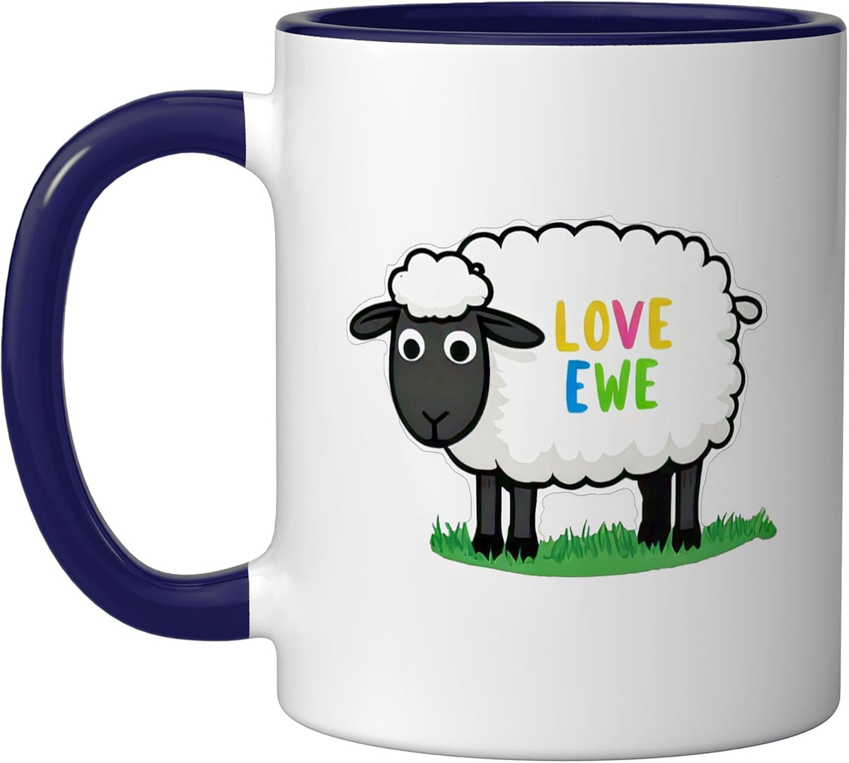 Funny Ewe Love Sheep Lamb Cute Farm Animals Cuddly Fluffy Ceramic Mug