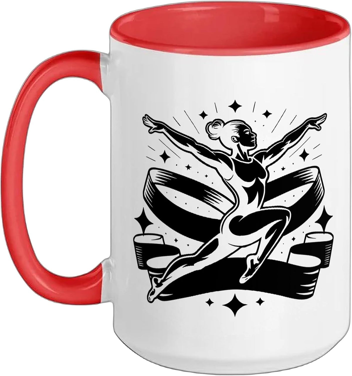 Rhythmic Gymnast Ribbon Silhouette Minimalist Art Ceramic Mug
