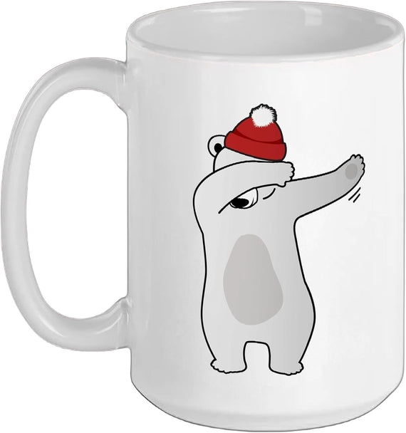 Christmas Dancing Bear Dabbing Polar Bear Winter Christmas Ceramic Mug