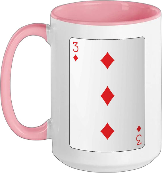 Three Of Diamonds Playing Card Ceramic Mug