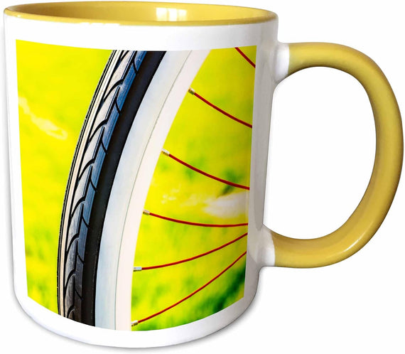 Part Of A Bicycle Wheel With Black Tire Ceramic Mug