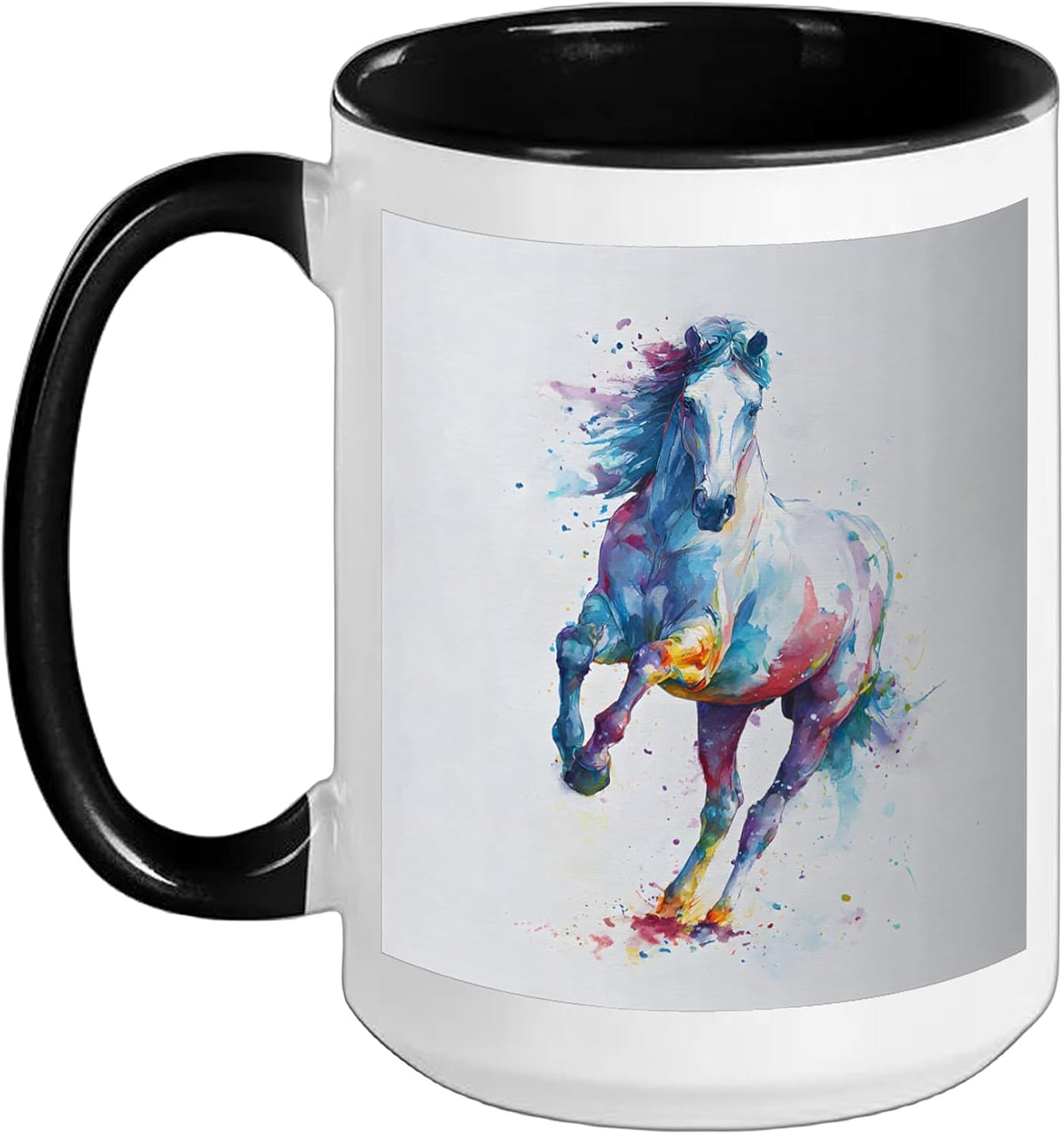 Watercolor Horse Running Artistic Design For Horse Lovers Ceramic Mug