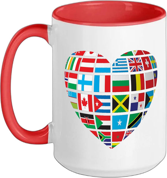 Country Flags International Heart Ceramic Mug