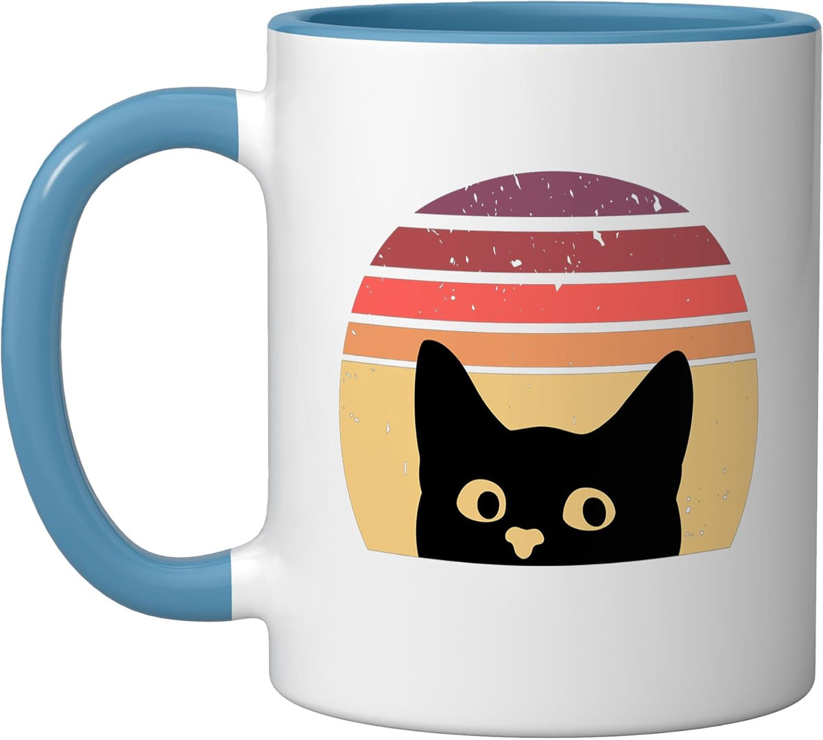 Cat Retro Style Black Kitty Design For Cat Lovers Ceramic Mug